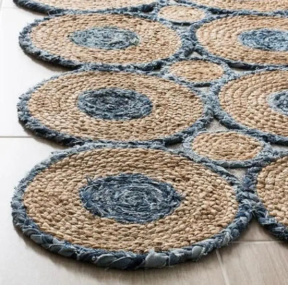 Denim/Jeans With Jute Handmade Braided Rugs| Blue Denim Area Rug|Avioni- Premium Collection