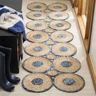 Denim/Jeans With Jute Handmade Braided Rugs| Blue Denim Area Rug|Avioni- Premium Collection