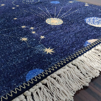 Avioni Carpets for Kids Room Silk- Kids Collection Rocket in Galaxy-MULTIPLE SIZES