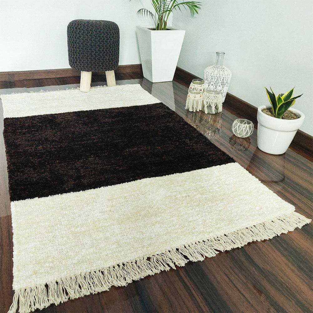 Avioni Carpets for Living Room – Neo Modern Collection Brown-White Carpet/Rug – 90cm x 150cm (~3×5 Feet)