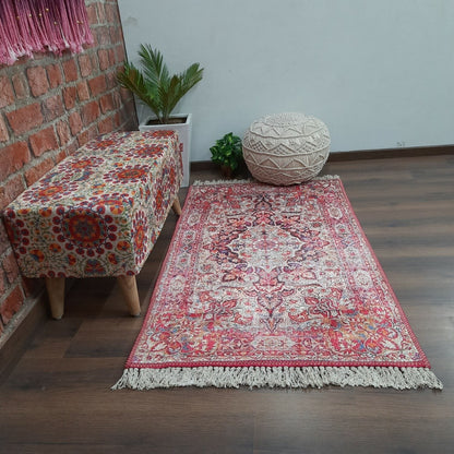 Avioni Faux Silk Carpet – Neo Persian Collection Ethnic Red