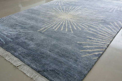 Gift for Generations by Avioni-Hand Knotted Premium Kashmiri Silk Grayish-Blue Carpet Guaranteed Hand Made 225 Knots per Sq inch- 120cm x 180cm (~4×6 Feet)