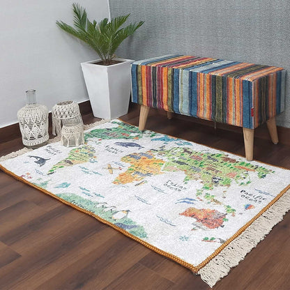 Silk Carpet Kids Collection – World Map In Kids Room Rug – Avioni