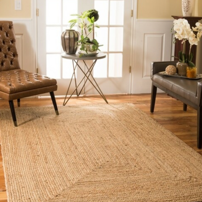 Avioni Braided Natural Jute Ecofriendly Carpet Rectangular-Boho Collection -premium Look-Multiple Sizes