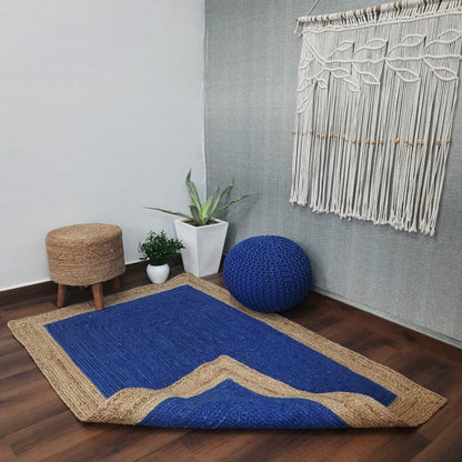 Avioni Braided Shaped Rug|Blue|Ecofriendly Carpet Rectangular-Boho Collection