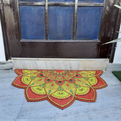 Avioni Home Floor Mats in Beautiful Traditional Rangoli Vibrant Design | | Anti Slip, Durable & Washable | Outdoor & Indoor