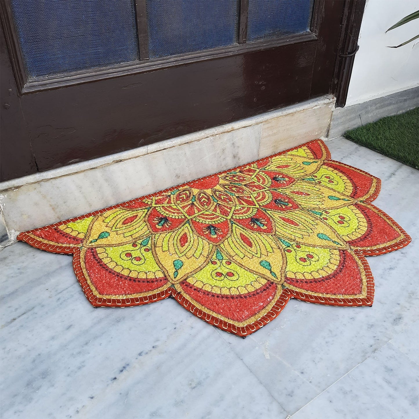 Avioni Home Floor Mats in Beautiful Traditional Rangoli Vibrant Design | | Anti Slip, Durable & Washable | Outdoor & Indoor