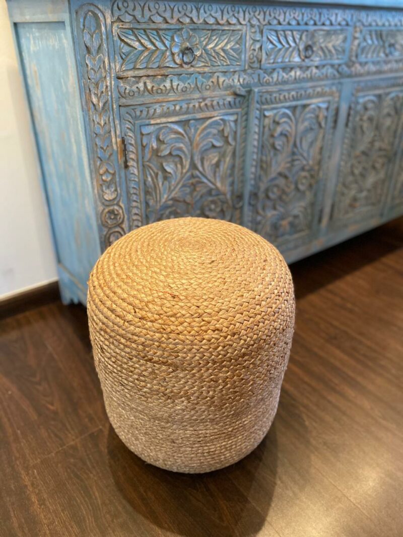 Avioni Home BigMo Collection – Boho Style Large Natural Jute Pouf / Ottoman