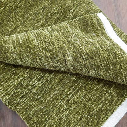 Avioni Lux Handloom Chenille Solid Durries- Olive-120cm x 180cm (~4×6 Feet)