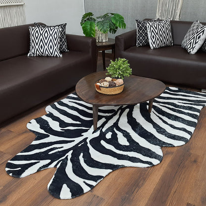 Avioni Home Faux Exotic Animal Area Rug | Zebra Print