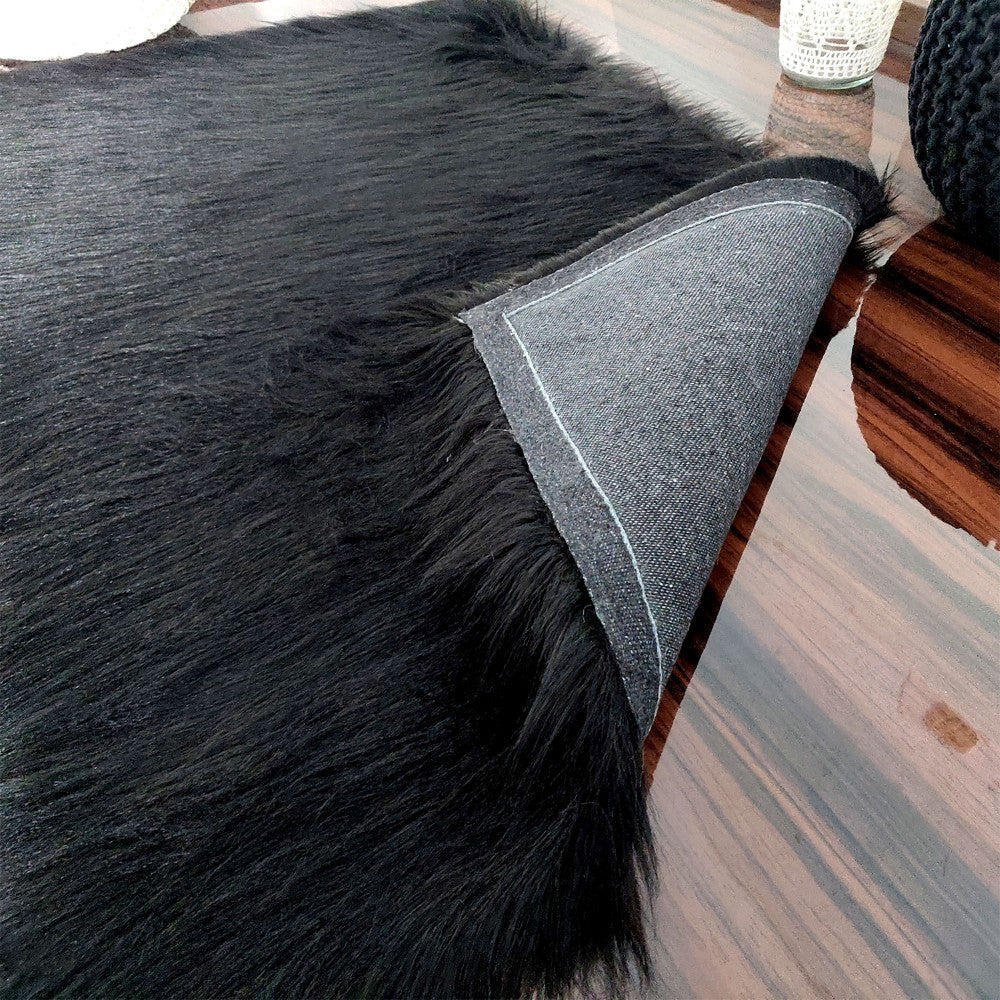 Soft Shaggy Rugs – Fluffy Rug – Black Premium Long Fur – Avioni Carpets