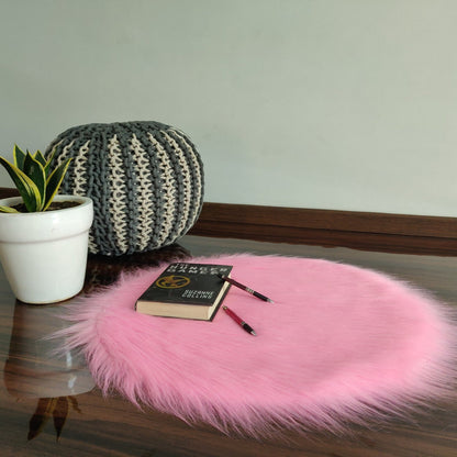 Shaggy Carpet – Premium Long Fur – 60 cm Round – Avioni Carpets- Pink Colour