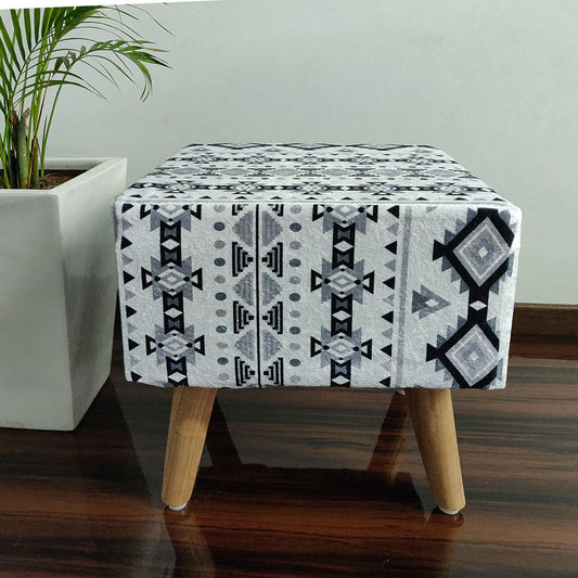 BIGMO Luxury Contemporary Finish Home Utility Padded Stool/ Ottoman Square-(Natural Finish)