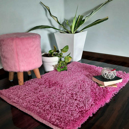 Shaggy Carpet | Washable | Hand Woven Super Luxurious Feel | Export Quality- Pink Color