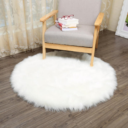 Round Rug – Shaggy Carpet – Snow White Premium Long Fur – 60 Inch (150 cms) Dia By Avioni